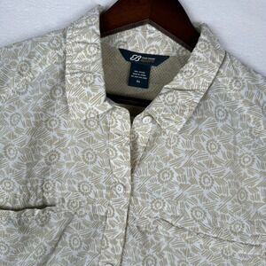 Eddie Bauer Sport Ripstop Shirt Womens XL AOP Nylon Vented Side Zip‎ Lightweight